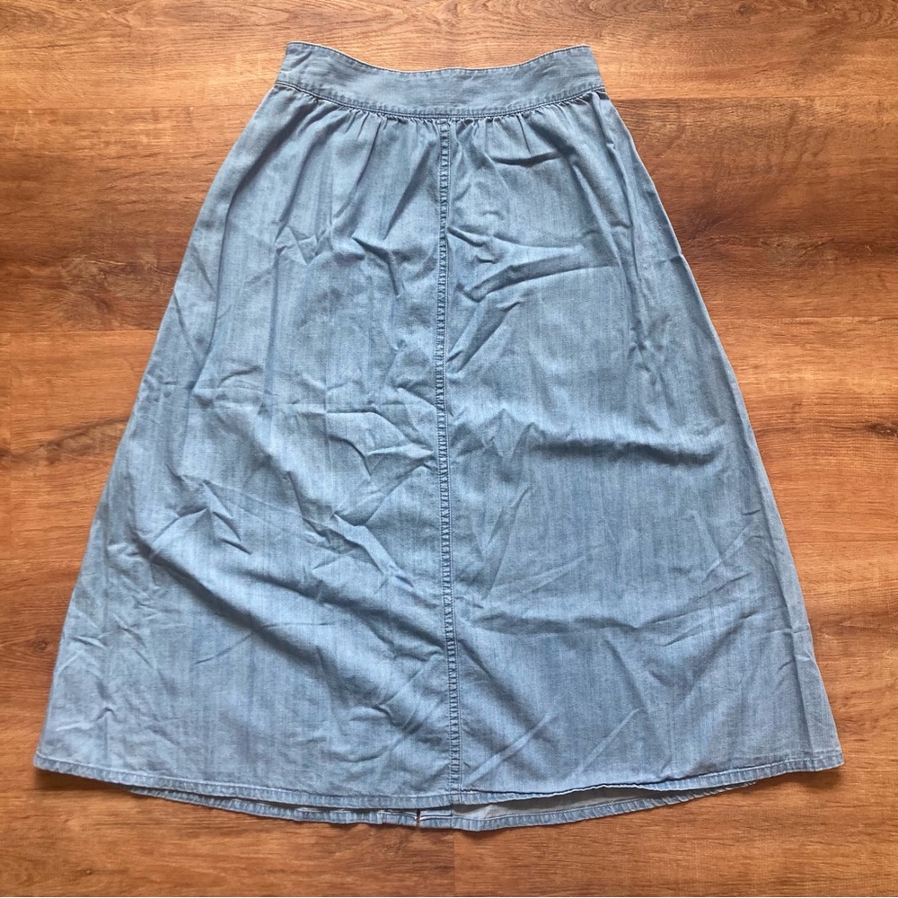 Madewell blue denim long midi skirt with white button front - Picture 2 of 3